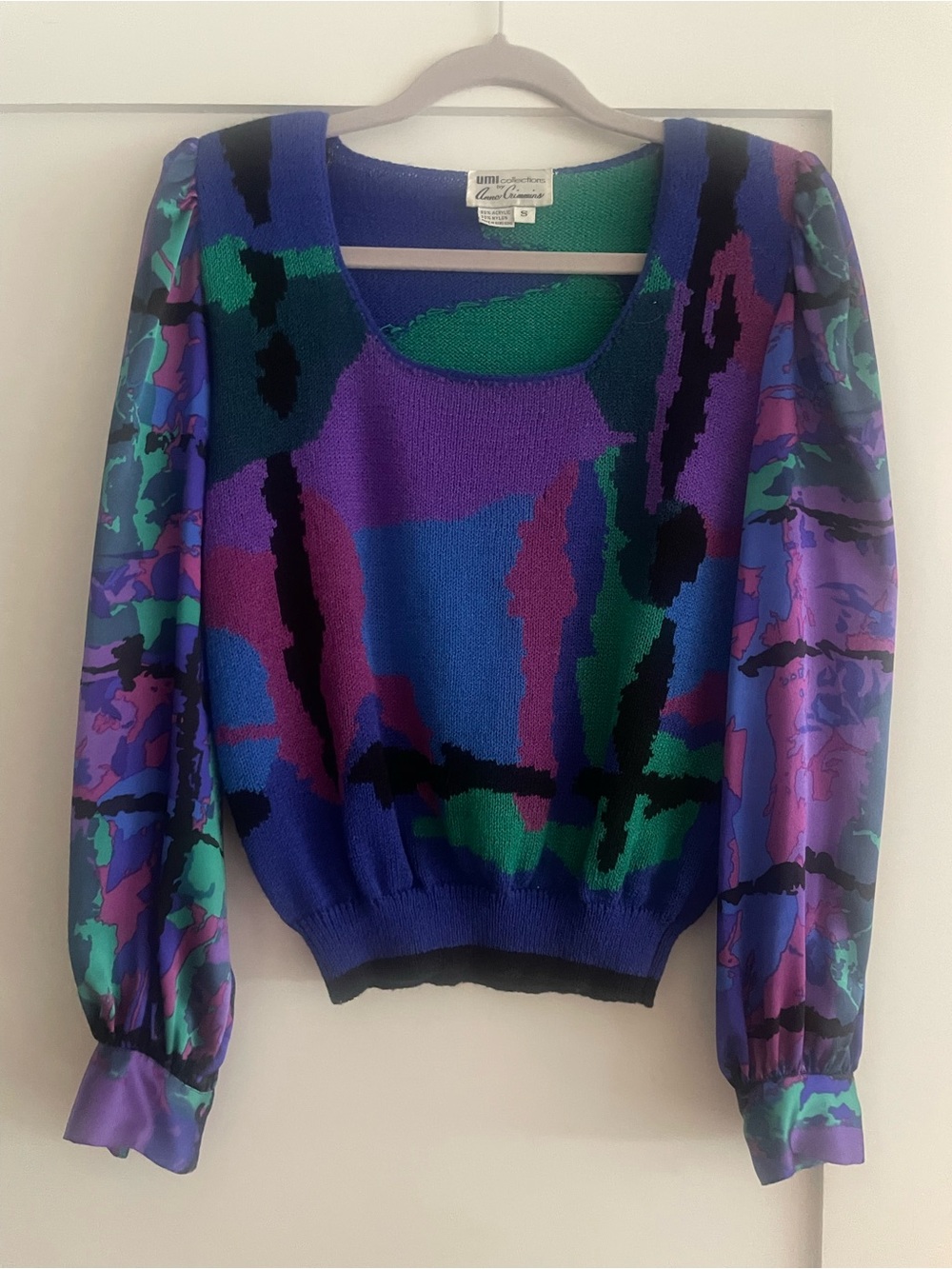 Umi / Anne Crimmins Vintage jewel tone Pullover Sweater 💙💚💜🖤💙💚💜🖤